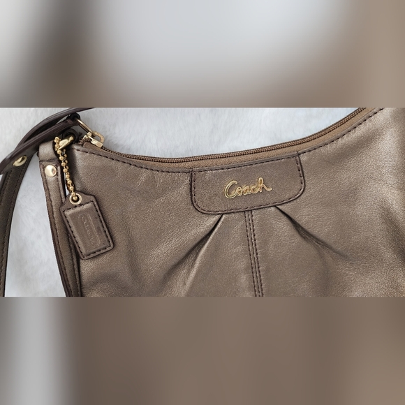 Coach Metallic Pewter Crossbody Purse - Picture 2 of 3